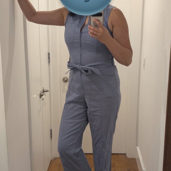 Universal Standard Boardwalk Linen Jumpsuit, "Pressed Pansy" blue, 2XS, NWT - Picture 3 of 6
